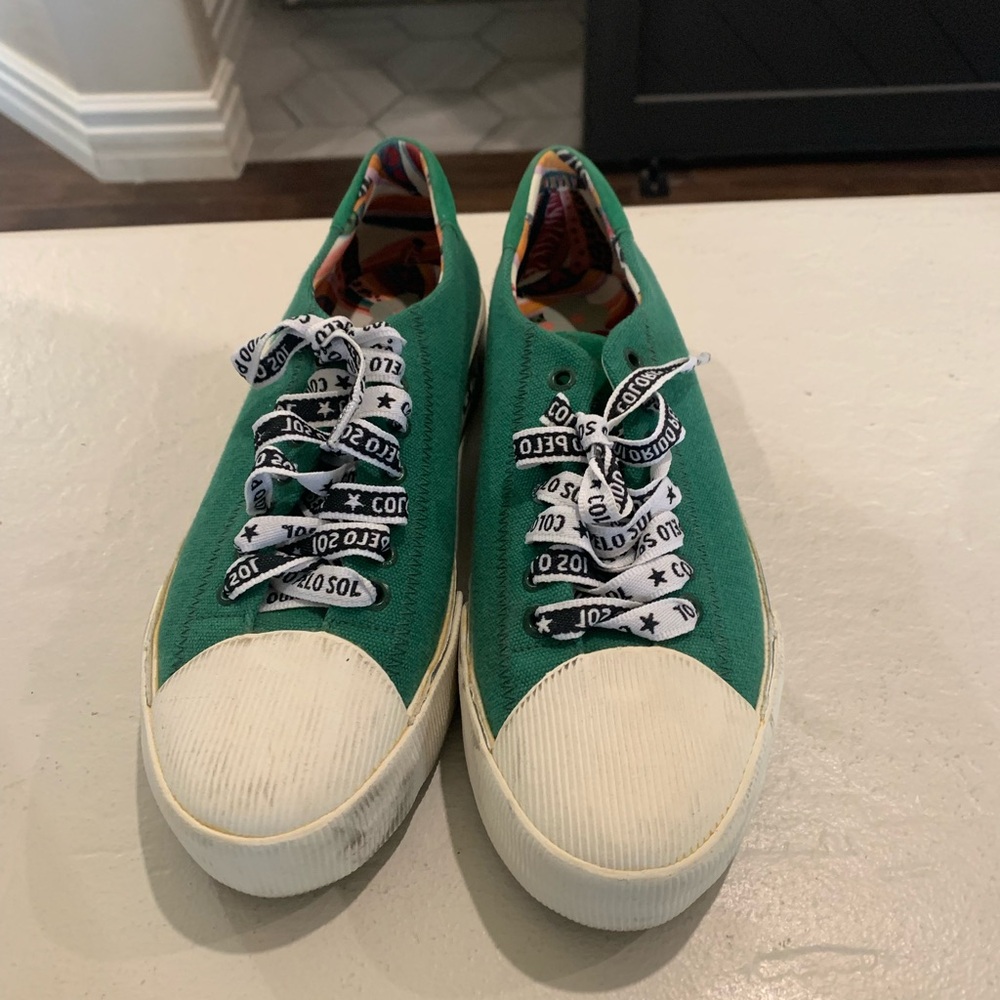FARM Rio Vibrant Green Sneakers with Patterned Laces